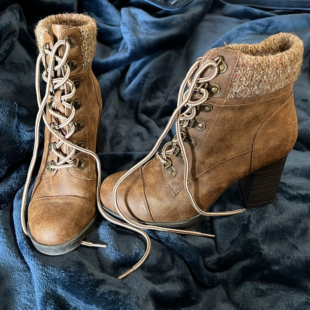 Lace up Heeled Combat Style Booties